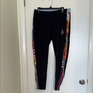 Adidas Black Joggers with Multicolor Side Stripes